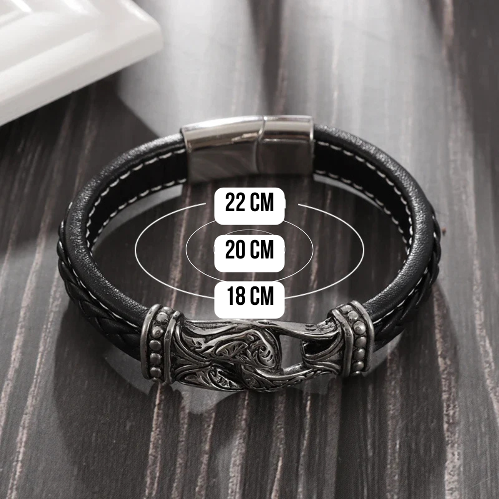 Pulsera Rockin8 Viking cuero-acero