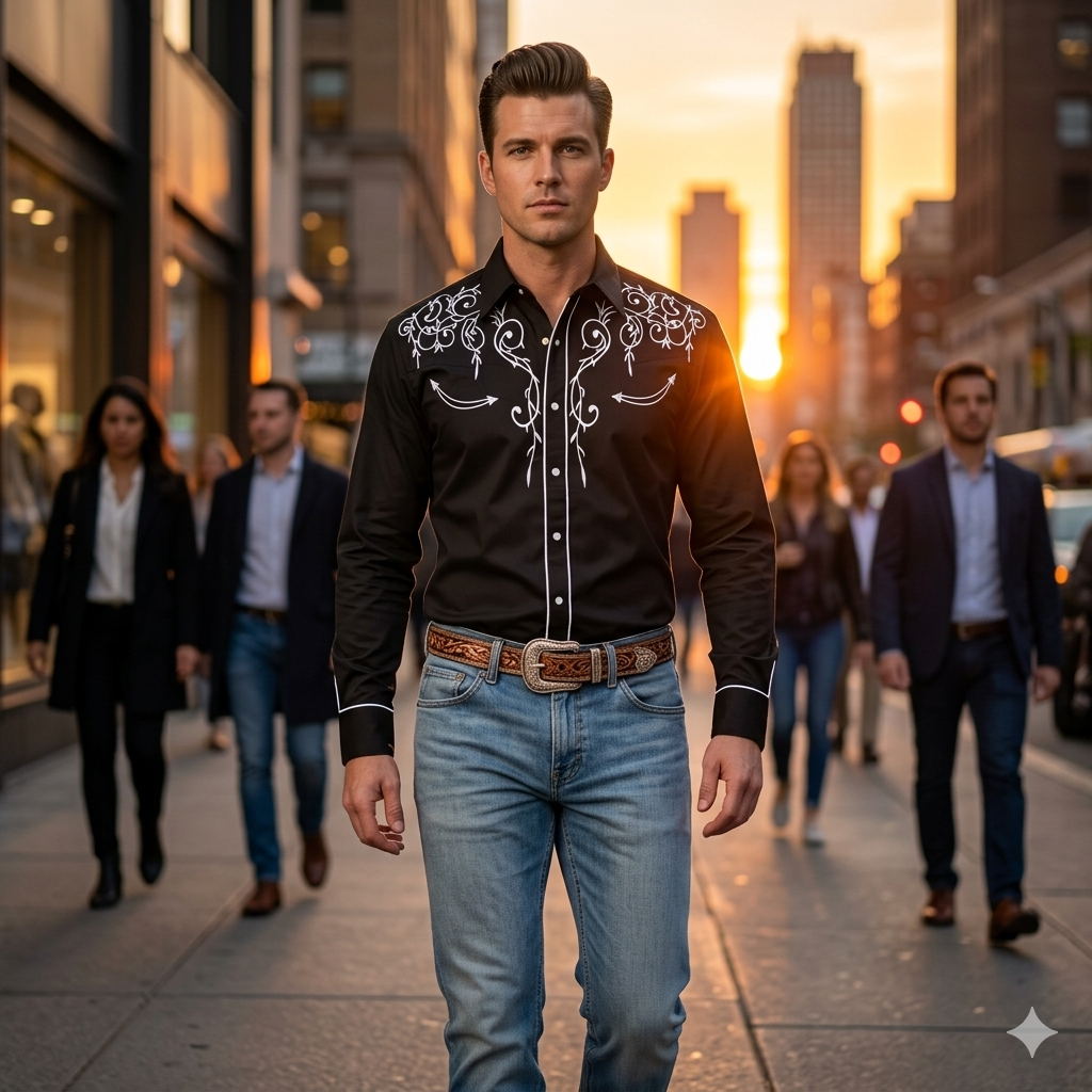Camisa CountryRock con adornos bordados