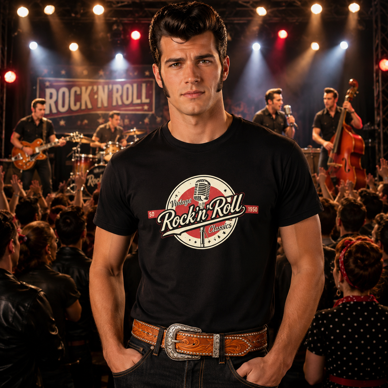 Camiseta Rockin6 'Rock'n'Roll' Negra