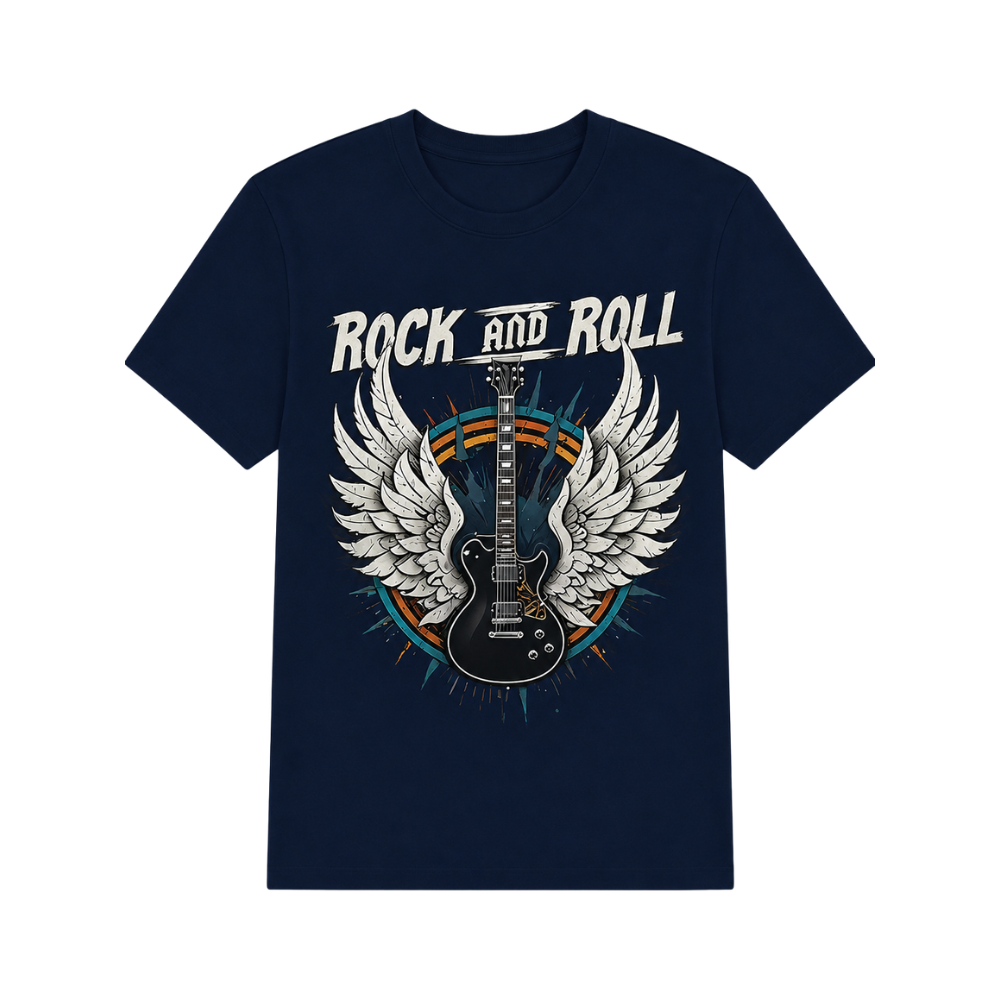 Camiseta Rockin8 'Rock & Roll' Guitarra alada Azul