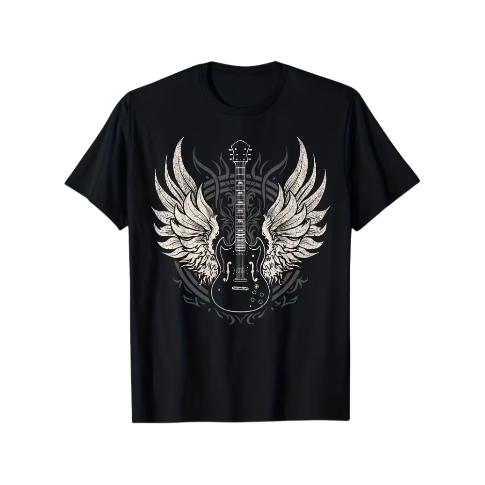Camiseta Rockin9 'Guitarra alada' Negra