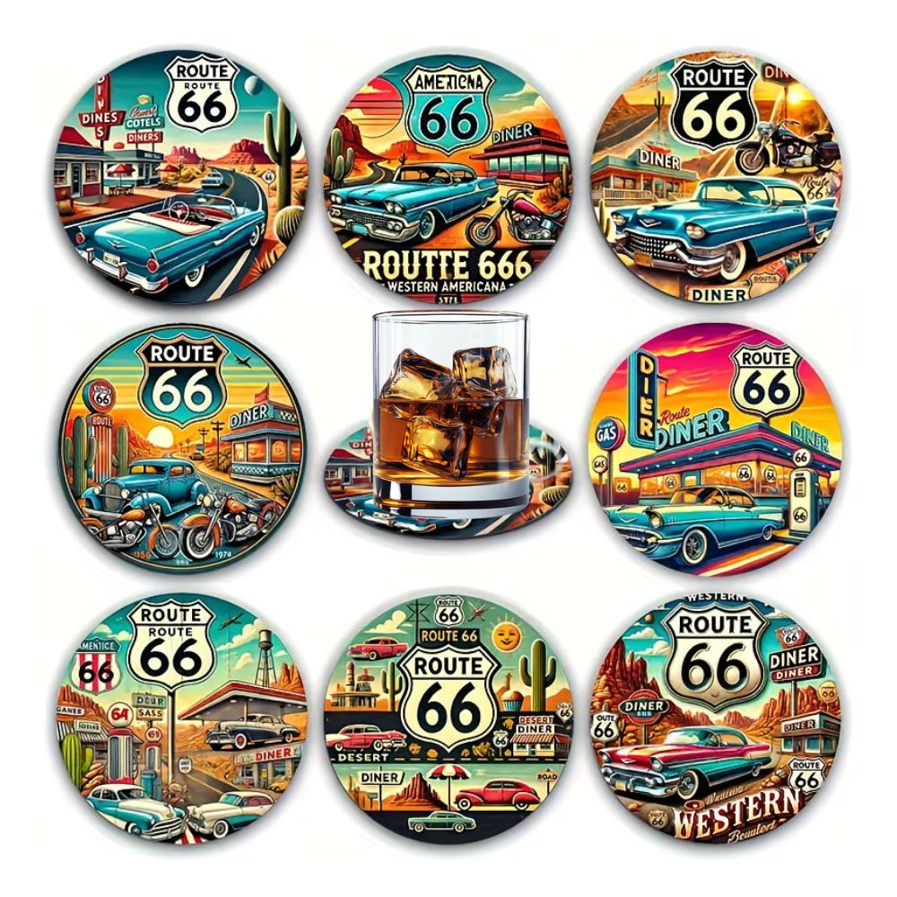 Juego de 8 Posavasos Ruta66 Rockin8
