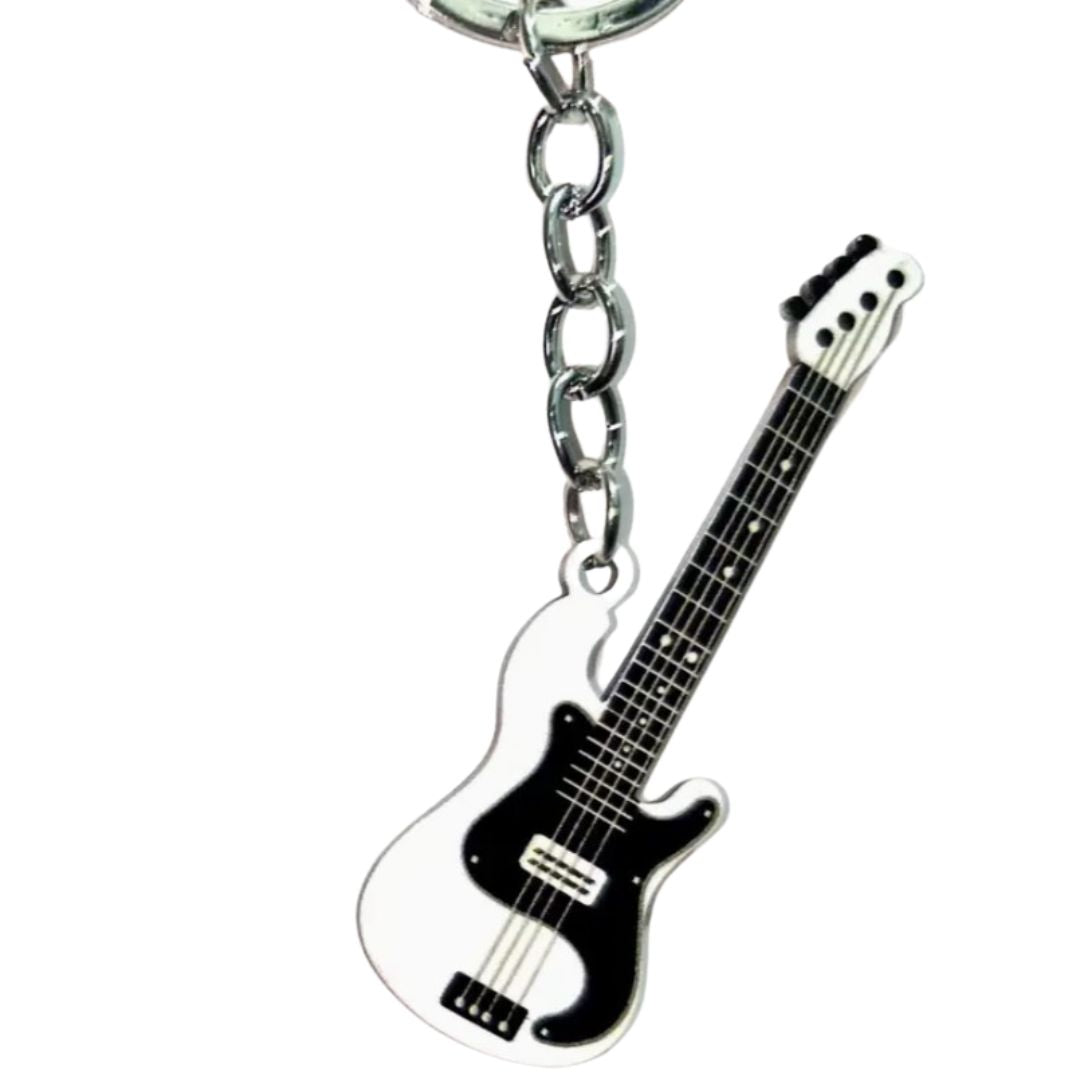 Llavero Rockin1 Bajo eléctrico Blanco