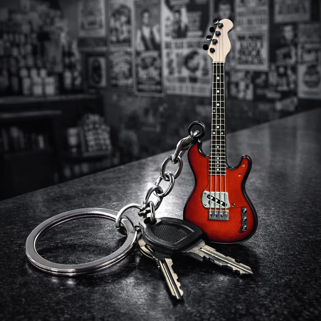 Llavero Rockin1 Bajo eléctrico Rojo