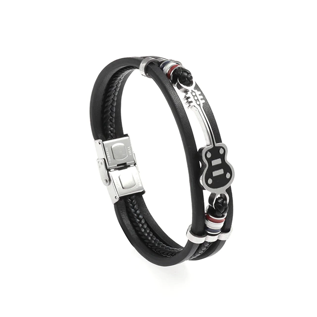 Pulsera Rockin1 cuero guitarra