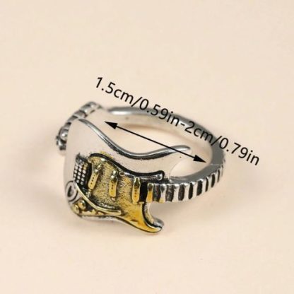 Anillo Rockin1 guitarra abierto dorado - plateado - Imagen 4